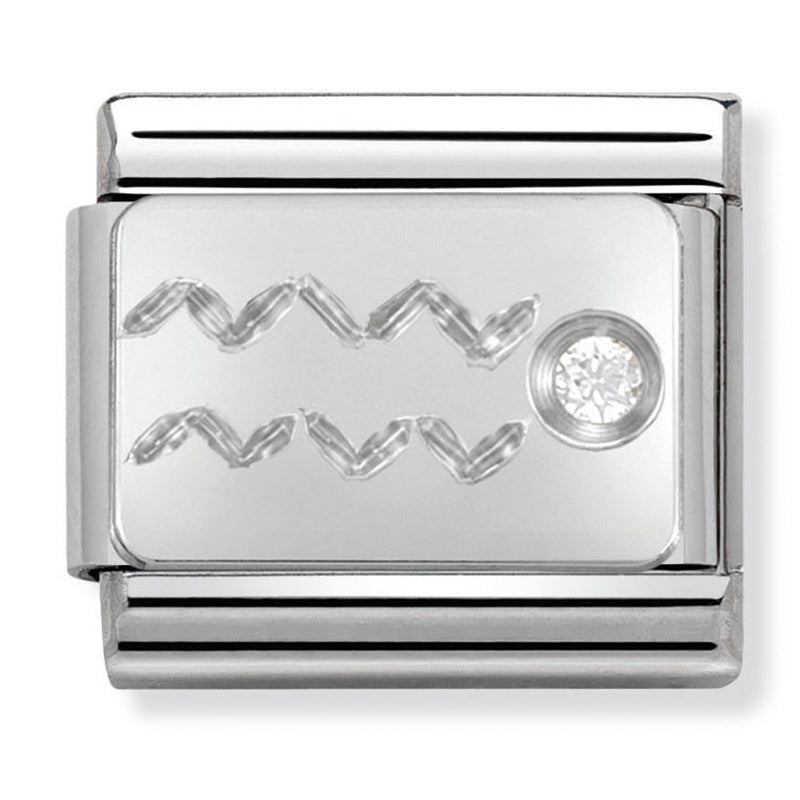 Nom-330302 11 Comp Classic Zodiac St/Steel, Cz & Silver 925 (Aquarius)