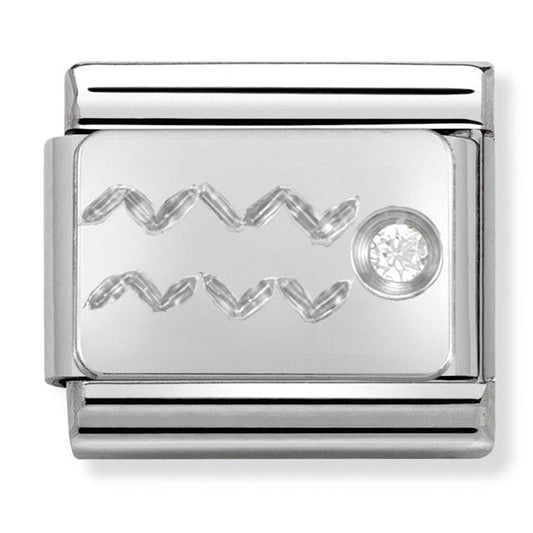 Nom-330302 11 Comp Classic Zodiac St/Steel, Cz & Silver 925 (Aquarius)