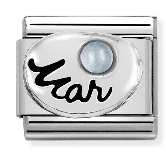 Nom-330505 03 Comp Classic Symbols St/Steel, Silver 925 & Stone (March Aquamarine)