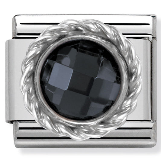 Nom-330601 011 Comp Classic Round Faceted Stones St/Steel & Twisted Detail Silver 925 (Black)