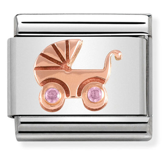 NOM-430305 06 COMP Classic SYMBOLS st/steel, CZ, 9ct rose gold (Pink Baby Carrier)