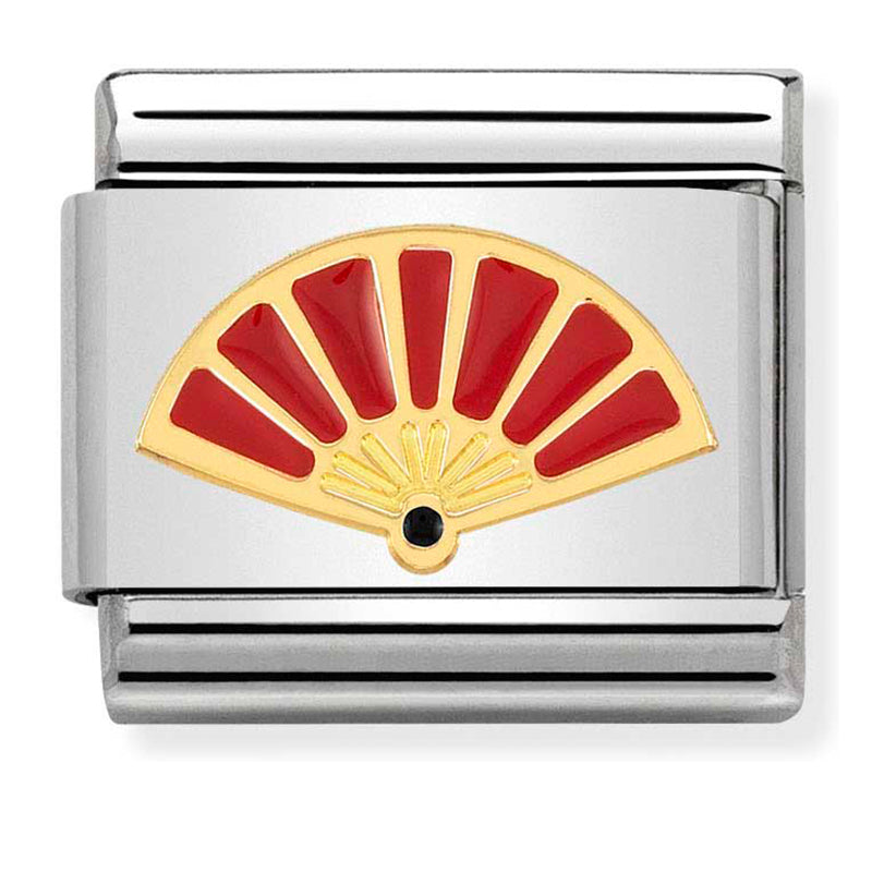 NOM-030285 48 COMP Classic SYMBOLS st/steel,enamel & 18ct gold (Fan)