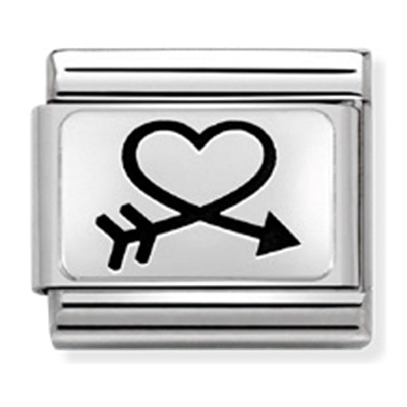Nom-330109 40 Comp Classic Oxidised Plates 2 St/Steel & Silver 925 (Arrow Heart 3)