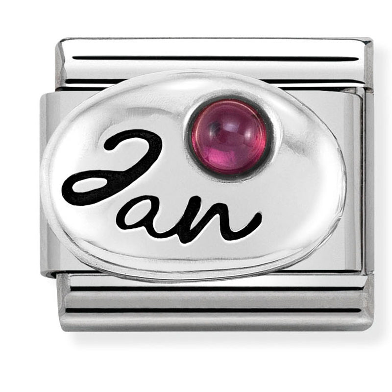 Nom-330505 01 Comp Classic Symbols St/Steel, Silver 925 & Stone (January Garnet)