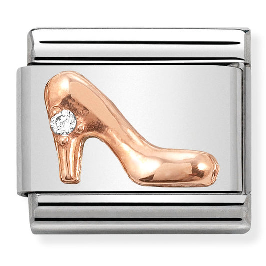Nom-430305 30 Comp Classic Symbols St/Steel, Cz, 9Ct Rose Gold High Heel Shoe