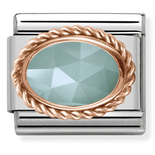 Nom-430507 32- Comp Classic Rich Setting Stone St/Steel & 9Ct Rose Gold (Faceted Amazonite)