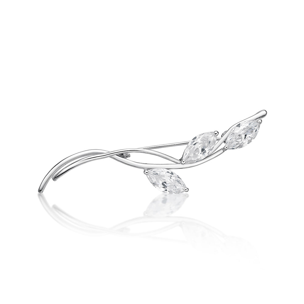 Sterling Silver Marquise Cubic Zirconia Brooch