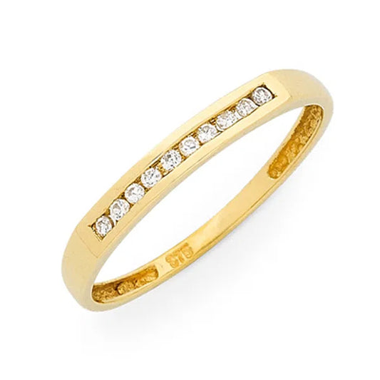 9Ct Yellow Gold Channel Set Diamond Ring