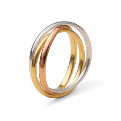 Discover the timeless elegance of our Women's 3 Tone Russian Wedding Ring. This iconic design features three interlocking bands, each crafted from precious gold and holding deep meaning.