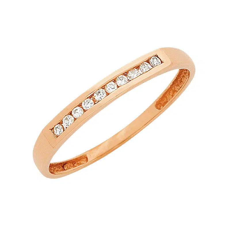 Womens band bnd chnl diamond 9 carat rose gold jwl-ringgold rings ring