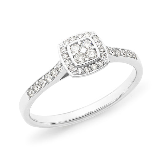 Womens engage diamond set bead diamond bead nat-all 9 carat white gold wg pol, rhodium o ring