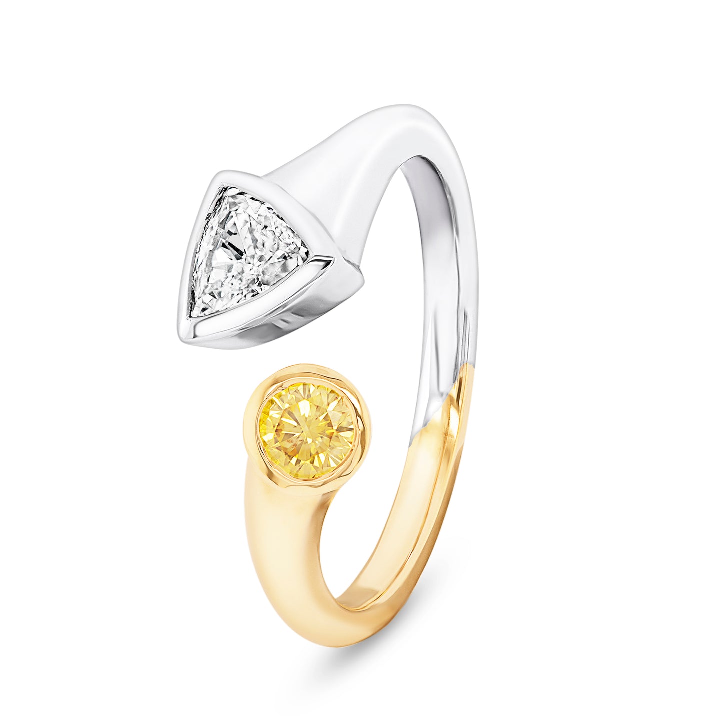 A sophisticated ring crafted from 18-carat white and yellow gold.