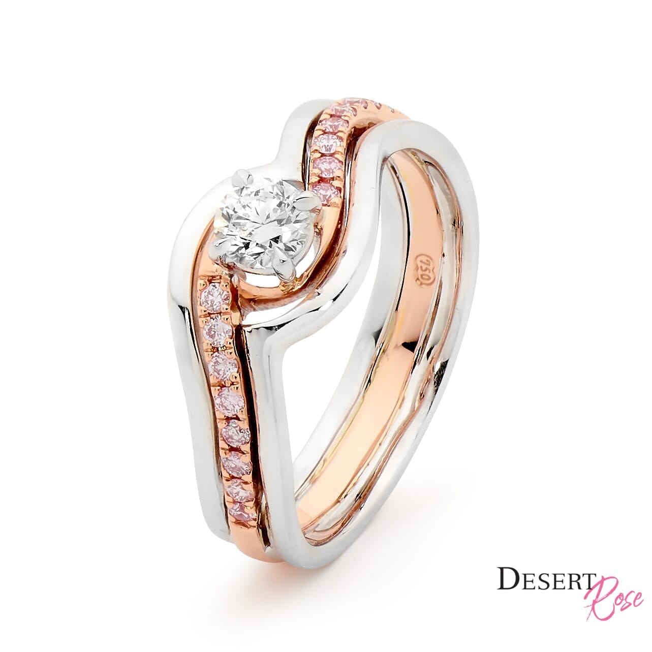 18Ct White And Rose Gold Ring 1X Round H S12 0.31Ct Gia 6435284785 16X Round Pc2 Siav 0.16Ct Rio Tinto Nv Lot 1140829