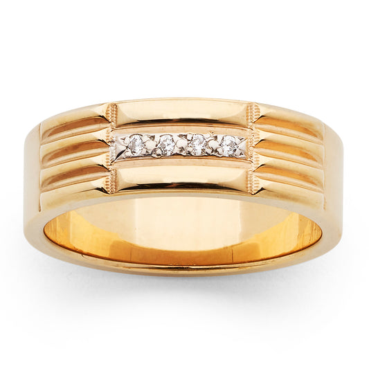 Men dress bnd chnl natural gold yellow gold polished with ring