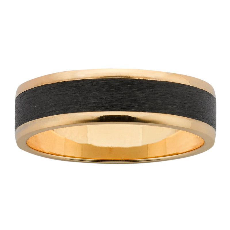 9Ct Yellow Gold Base with Zirconium Patterned Inlay