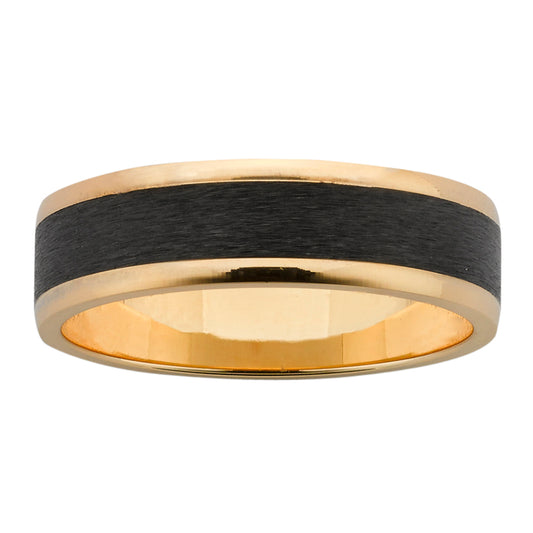 9Ct Yellow Gold Base with Zirconium Patterned Inlay