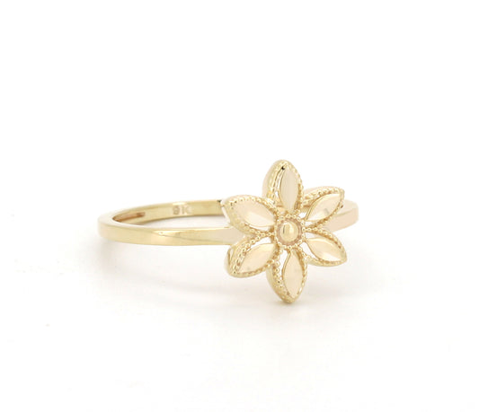 9K YG FLOWER RING 10MM SIZE P