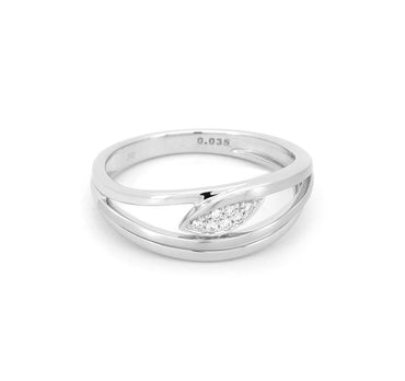 Ring 9Ct White Gold With Full Cut Diamonds 0.035Ct Hsi Round