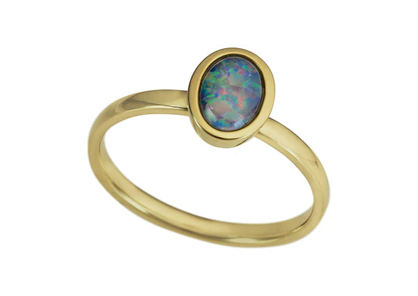 Ring 9 carat rose gold with opal 7x5mm 0.47ct