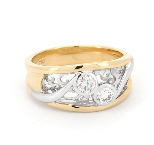 18 ct yellow and white gold ring