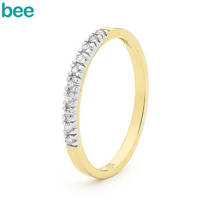 9ct yellow gold diamond claw set eternity or wedding ring