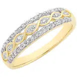 9Ct Yellow Gold With Infintity Pattern And Diamonds Placed In Between And 2 Rows Of Diamonds Running On The Edge Of Each Side Tdw0.25Ct