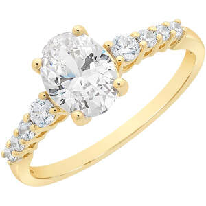 9Ct Yellow Gold Cubic Zirconia Claw Set Elegant Ring