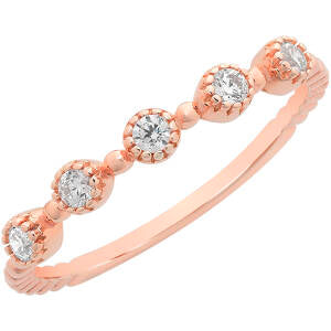 9Ct Rose Gold Cubic Zirconia Band With 5 Illusion Settings Across The Band
