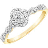 9Ct Yellow And White Gold Diamond Ring With 0.18Ct Size O