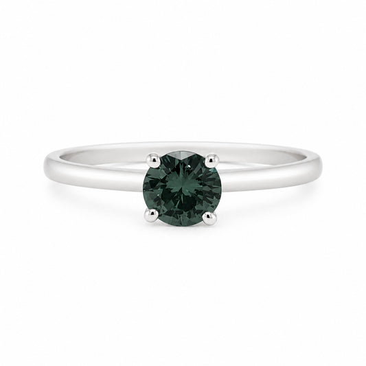 9Ct White Gold Single Stone Teal/Sapp 0.53Pt Ring