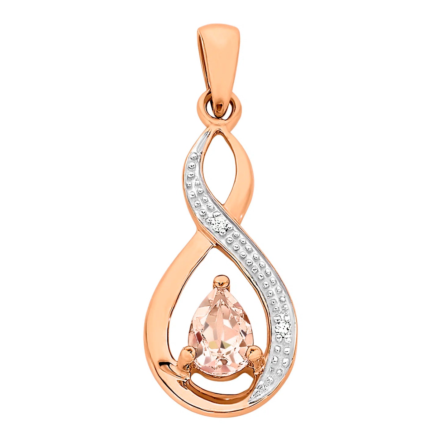 9Ct Rose Gold Pendant with Morganite and Diamonds