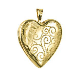 9Ct 20Mm All Over Scroll Heart Locket