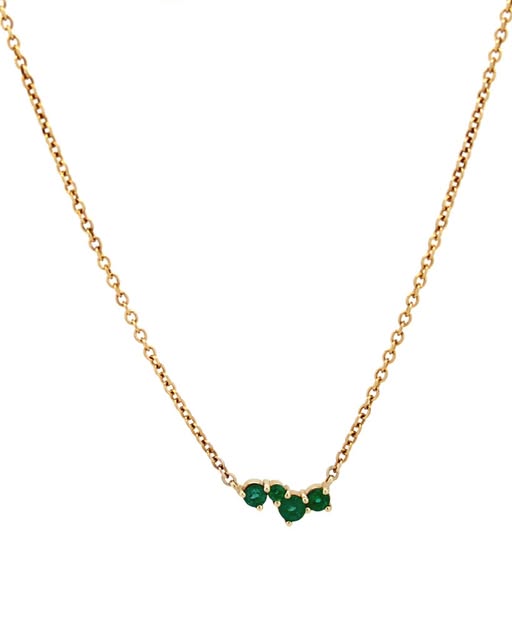 9Ct Yellow Gold 5 Emeralds On 9Ct Yellow Gold Belcher 45Cm Chain