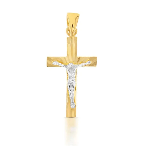 9Ct Yellow and White Gold Antique Crucifix Pendant