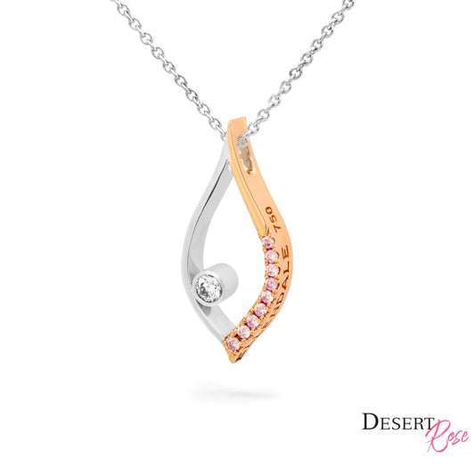 18K White And Rose Gold Pendant 1X Round G+ Si 0.114Ct 9X Round 7Pr Siav 0..134Ct Rio Tinto Nv Lot 1270232