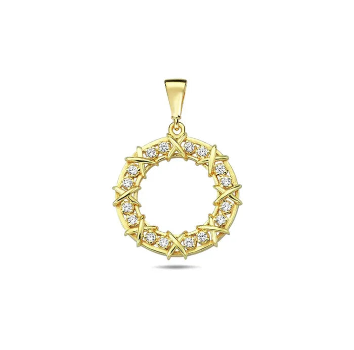 9Ct Yellow Gold Round Cubic Zirconia Pendant