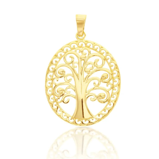 9Ct Yellow Gold Curly Tree of Life Pendant