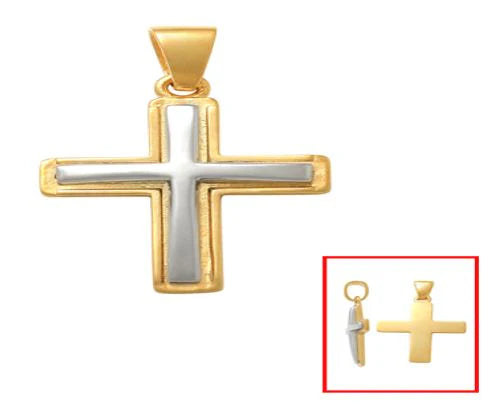 9Ct 2 Tone Gold Cross Pendant