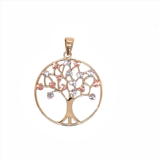 9Ct Tree of Life Pendant with Diamond Cut Leaves