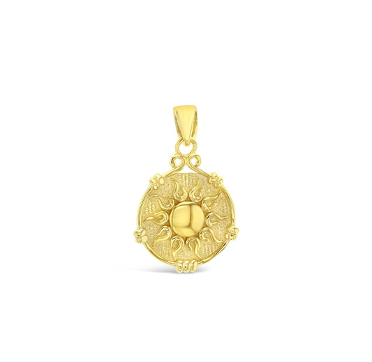 9ct Yellow Gold Sun Disc Pendant.