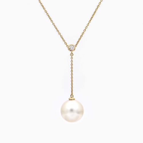 9Ct Yellow Gold 26=10Ct G/H Si1 8-9Mm South Sea Pearl With 9Ct Yellow Gold Chain