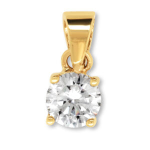 9Ct Yellow Gold 5Mm Round Cubic Zirconia Pendant