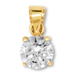 9Ct Yellow Gold 6Mm Round Cubic Zirconia Pendant