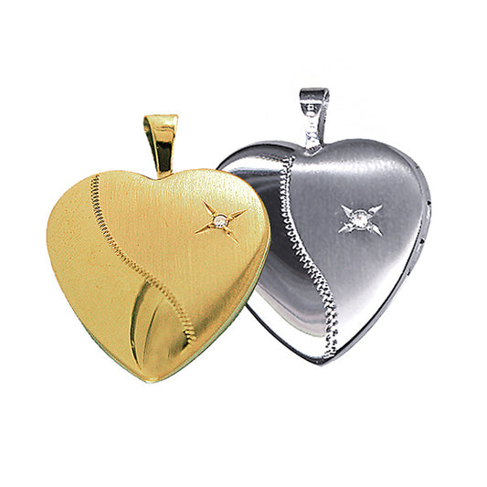 9Ct Yellow And White Double Sided Diamond Heart Locket