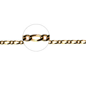 9Ct Yellow Gold Diam Cut Figaro Anklet