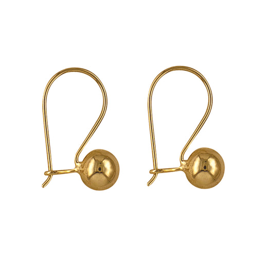 9CT 6MM EURO BALL EARRING