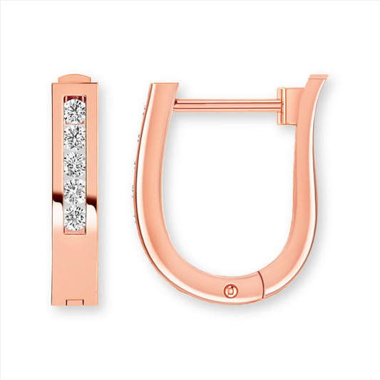 Sophisticated 9-Carat Rose Gold Huggie Earrings Featuring 0.15 Carats Of Gh I1 Oval Diamonds In A Chic Design
