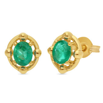 EARRING 9ct Yellow Gold EMERALD