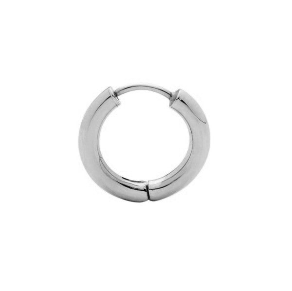 "9CT White Plain Huggie Earrings, Tube = 2.5Mm, Inside Diameter = 10Mm"