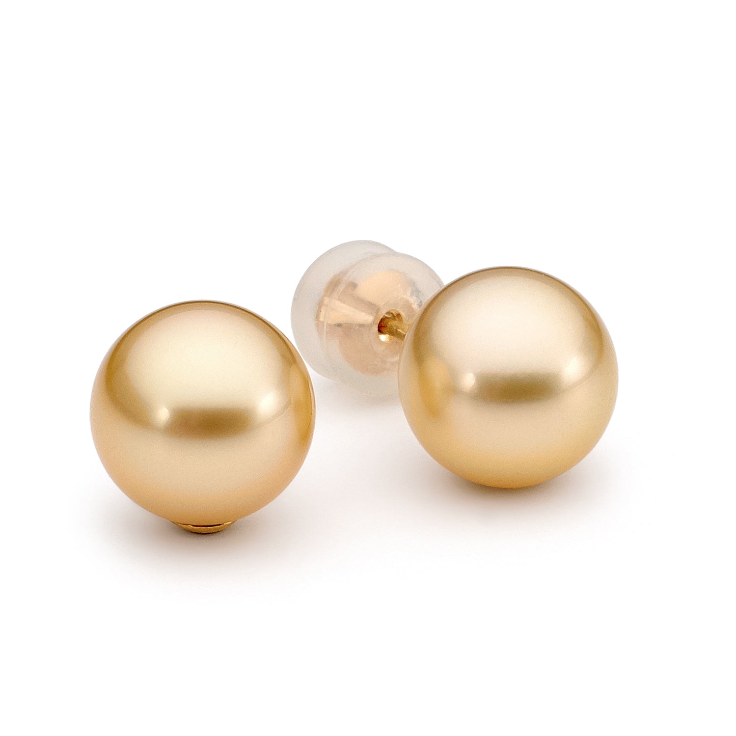 9 carat yellow gold natural gold south sea 9mm round studs